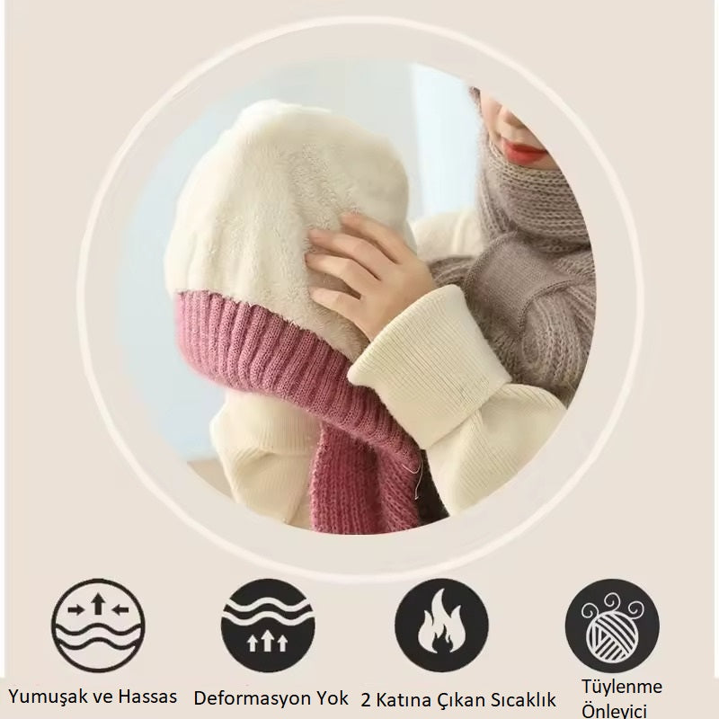 Yumusha™Çok Amaçlı Rüzgar Geçirmez Kışlık Örme Kapüşonlu Atkı