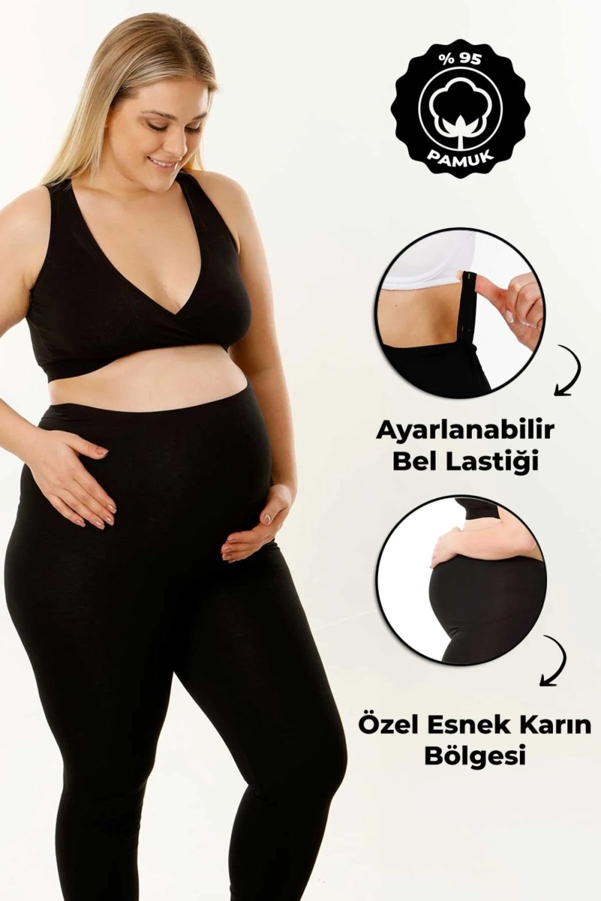 Ayarlanabilir Yüksek Bel Esnek Toparlayıcı Hamile Tayt
