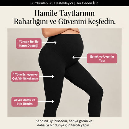 Ayarlanabilir Yüksek Bel Esnek Toparlayıcı Hamile Tayt